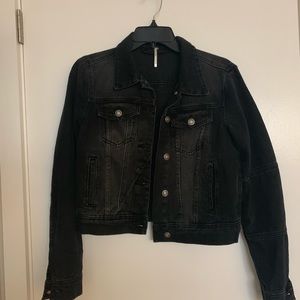 Free people black denim jacket